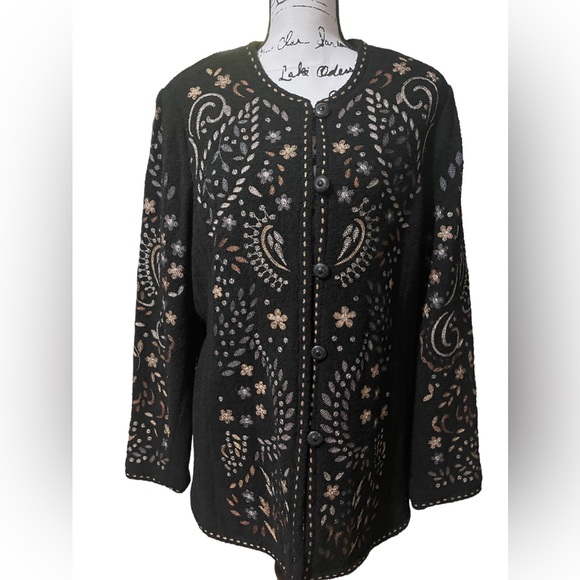 Linea by Louis Dell’Olio NWT Embroidered lined Wool Blend Jacket - Picture 1 of 11